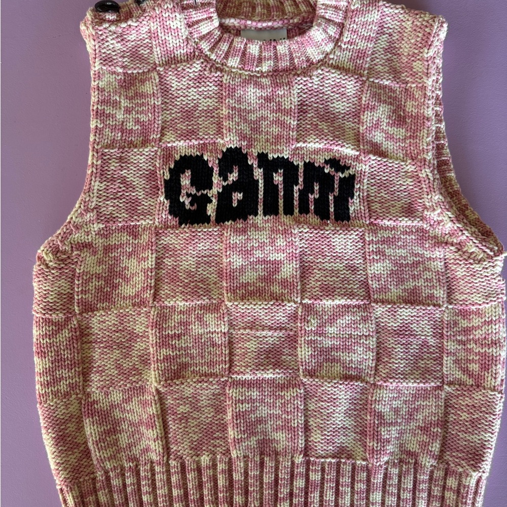 GANNI Pink Knit Sweater Vest